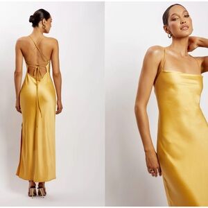 Meshki Gold Satin Dress